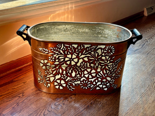 Vintage Copper Boiler - Flowers, Bee, and Butterflies