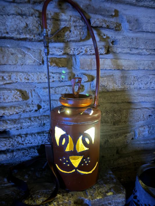 Kitty Cat Antique Bug Sprayer Jack-o-Lantern