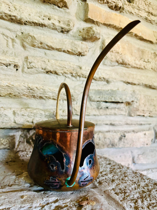Mini Copper Watering Can Jack-o-Lantern