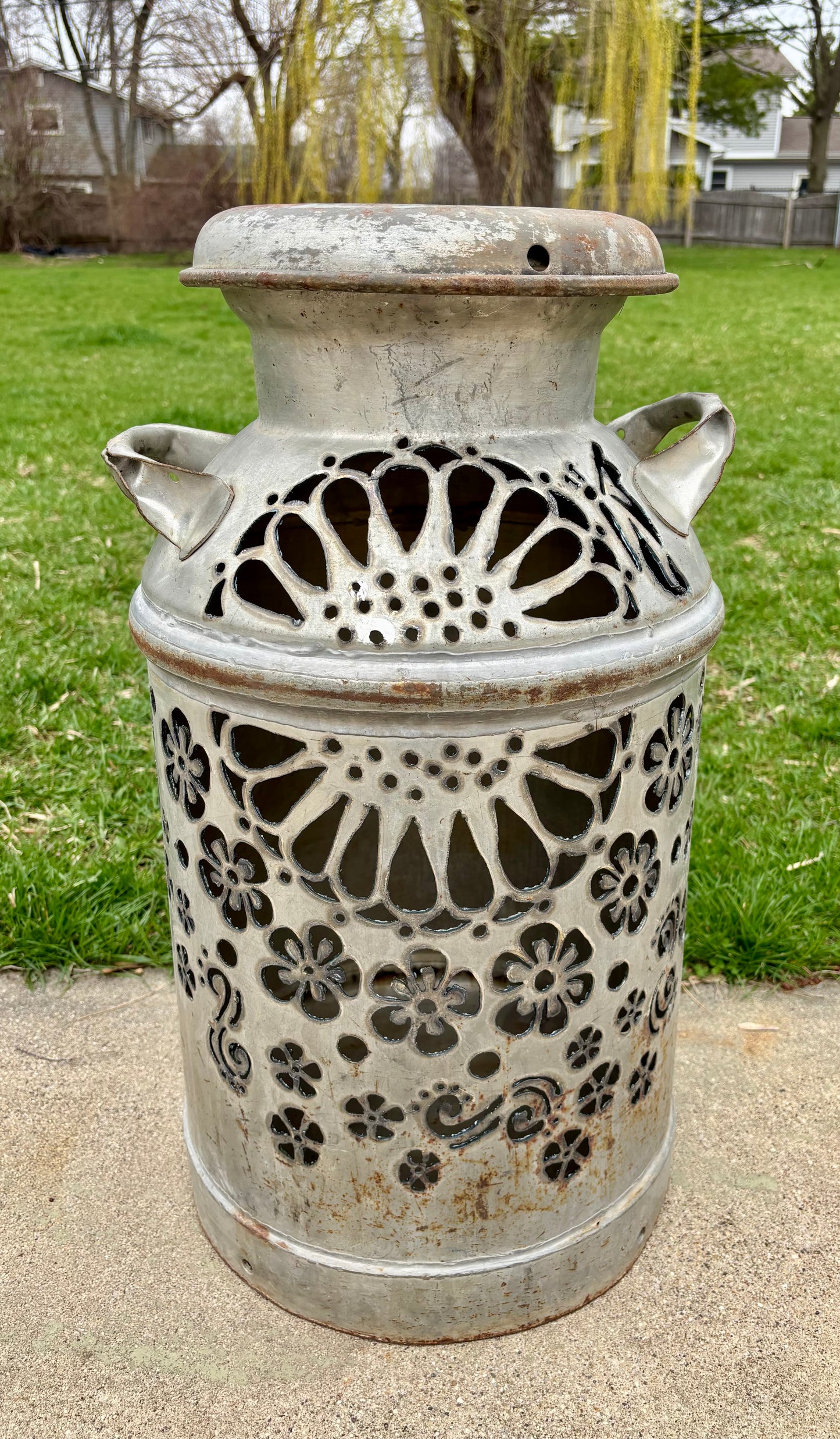 Vintage Milk Can  - Flower Design