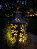 Large Antique Hand-Cut Flower Oil Can