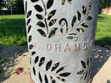Large Antique Hand-Cut Flower Oil Can