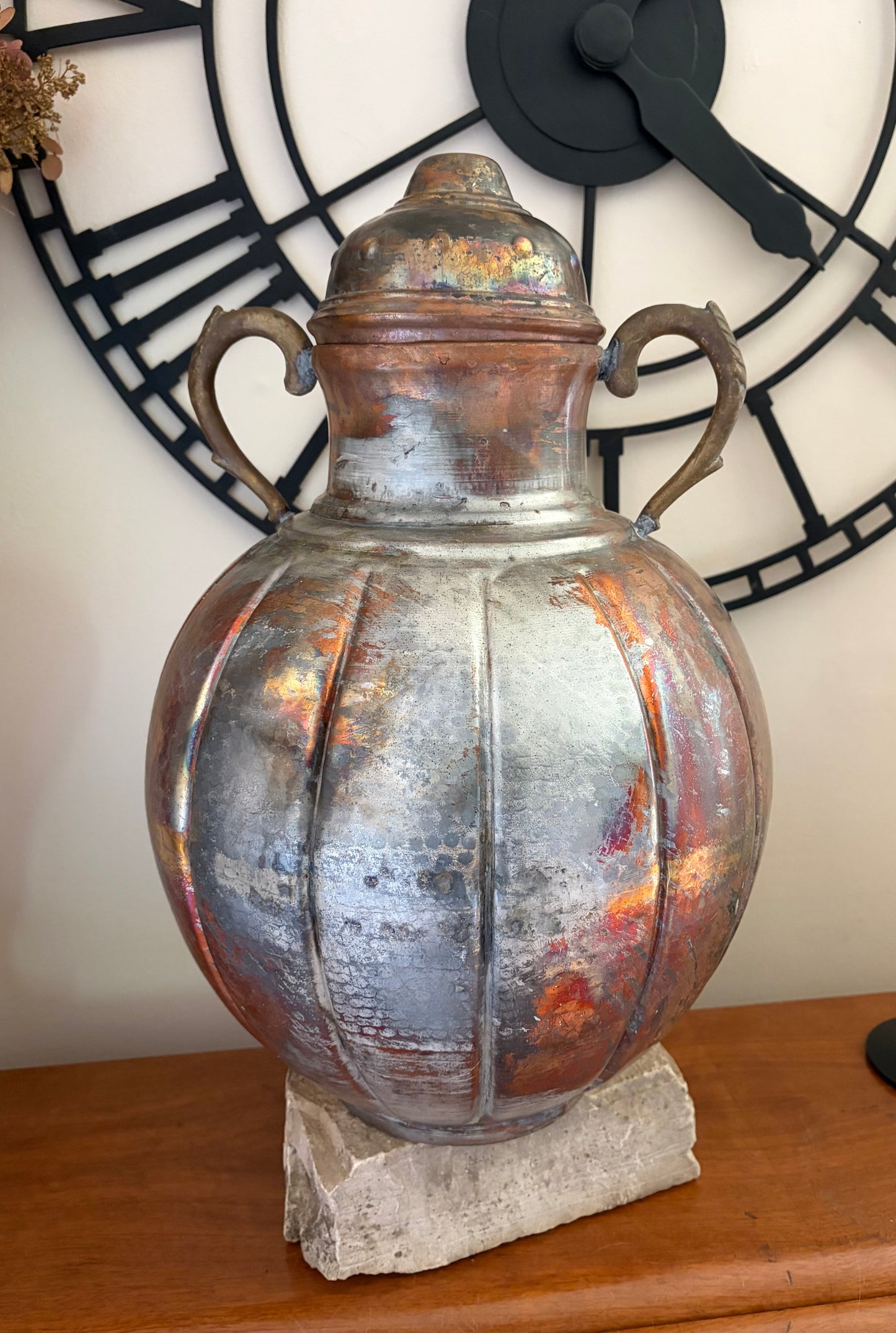 Handcrafted Flower and Butterfly Copper Pitcher