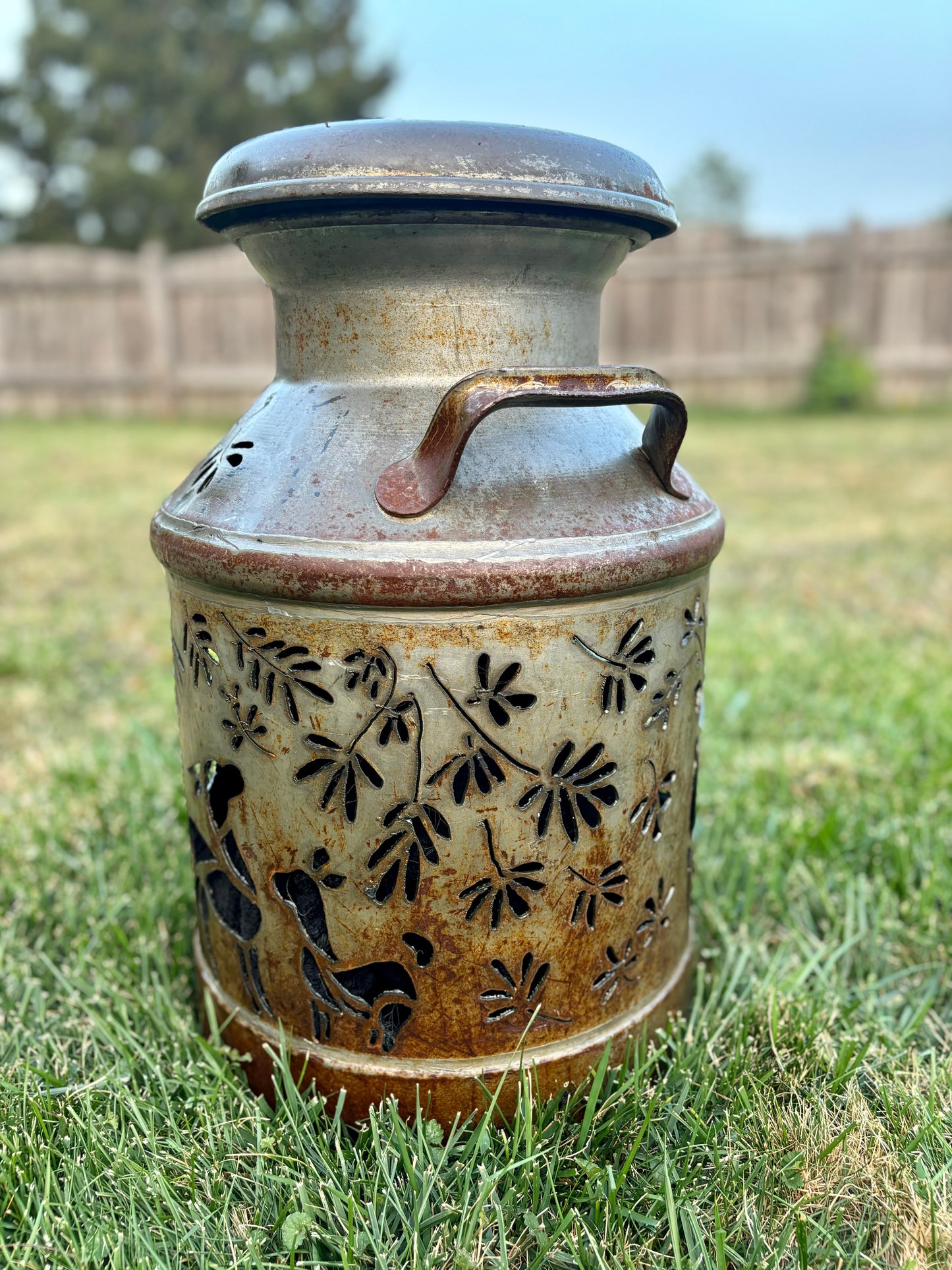 Deer Family Milk Can