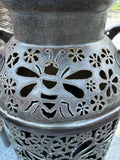 Vintage Handcrafted Milk Can -  Bee and Flower Design