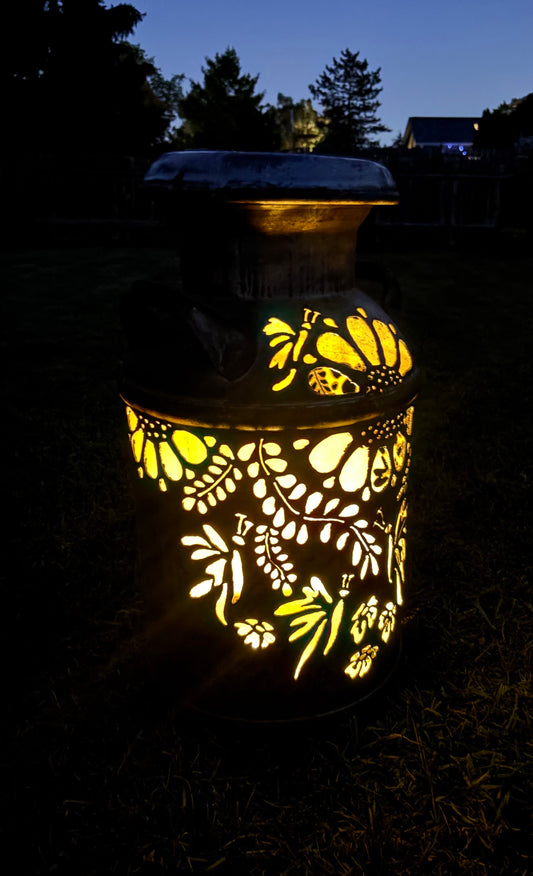 Antique Milk Can  - Butterfly Design