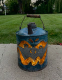 Antique Gas Can Jack-o-Lantern - gray and blue