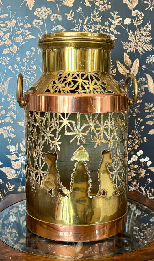 Brass and Copper Milk Can Luminary - Dog and Star Design