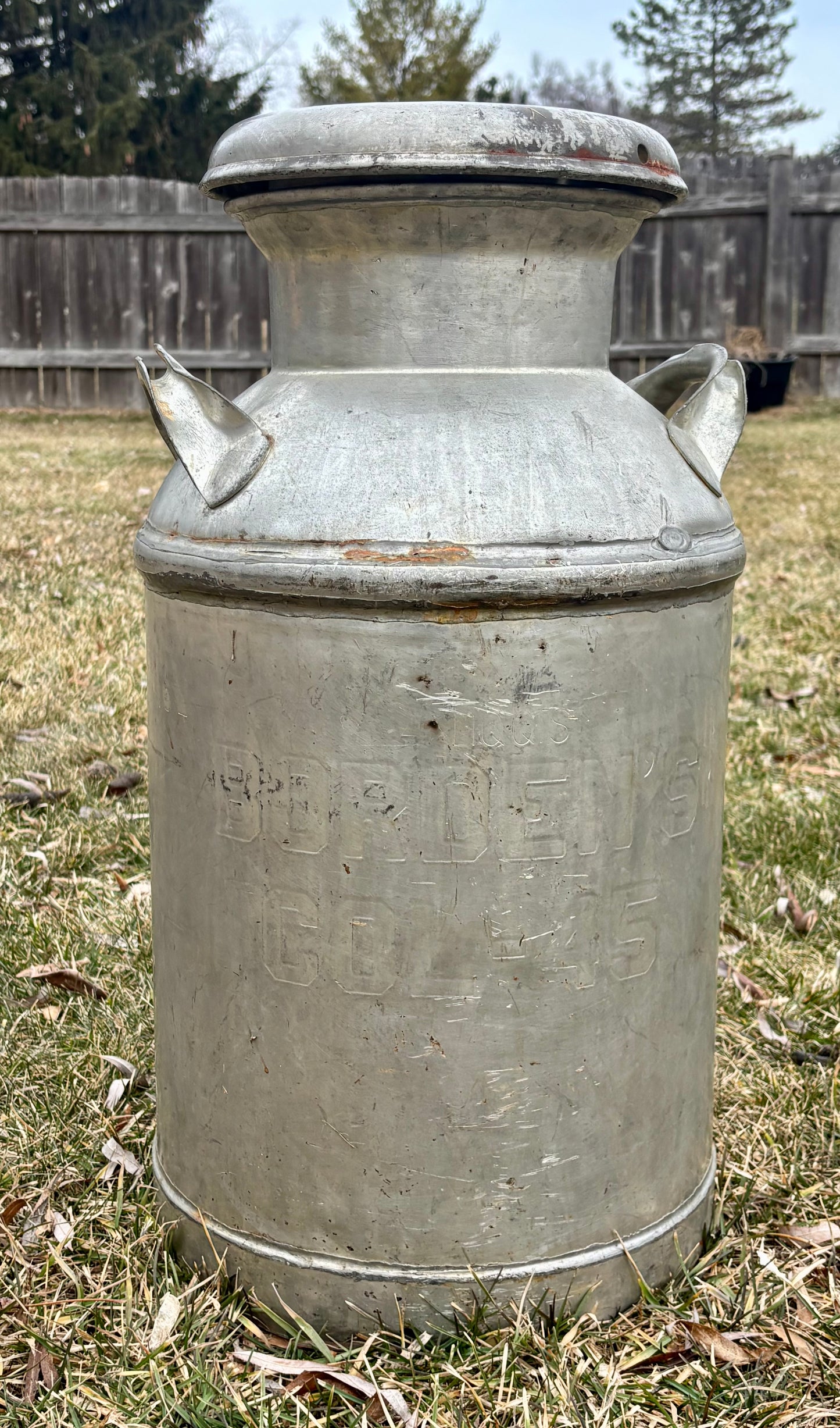 Vintage Milk Can Luminary - Hummingbird Design