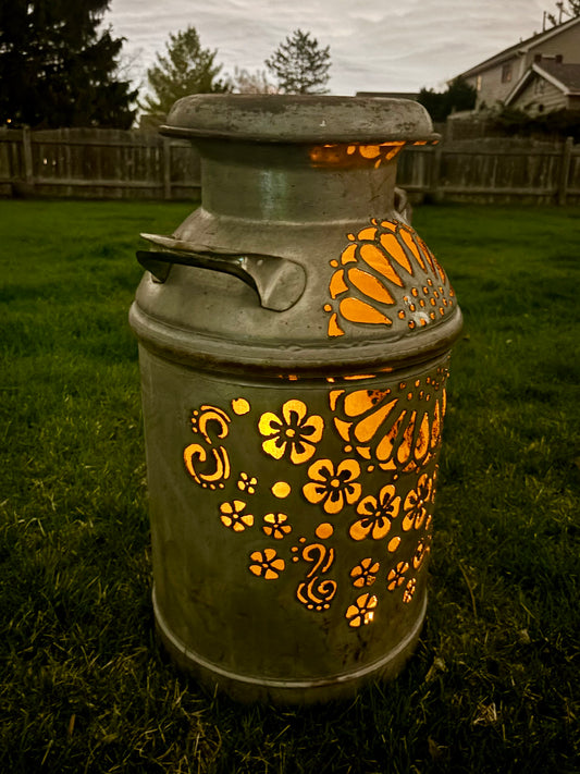 Vintage Milk Can  - Flower Design