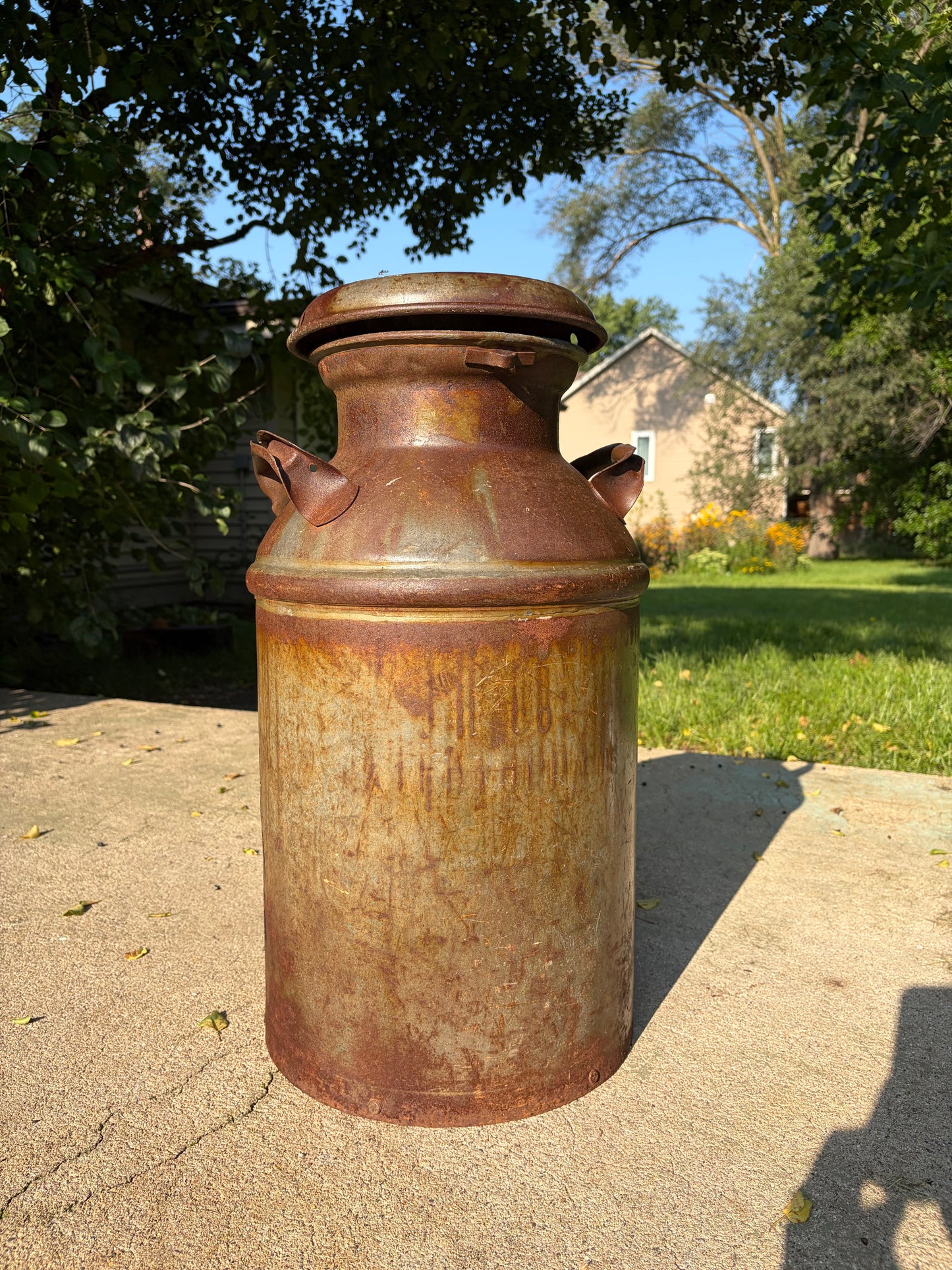 Antique Milk Can - Deer, Fawn, and Owl Design