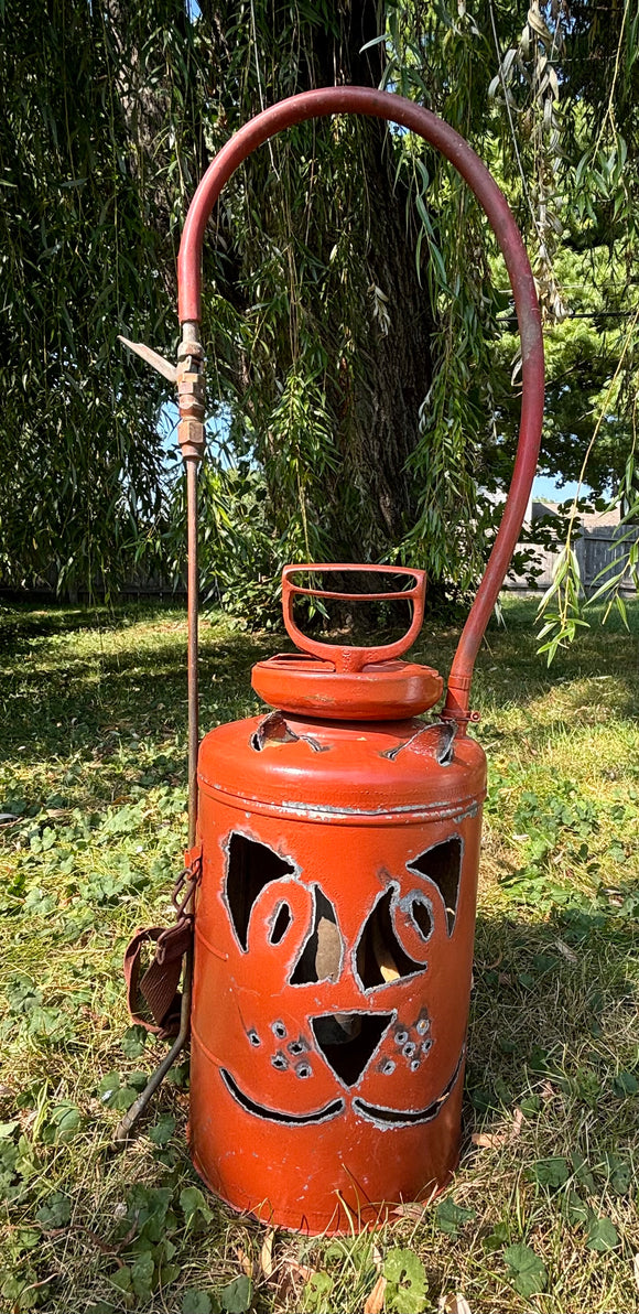Kitty Cat Antique Bug Sprayer Jack-o-Lantern