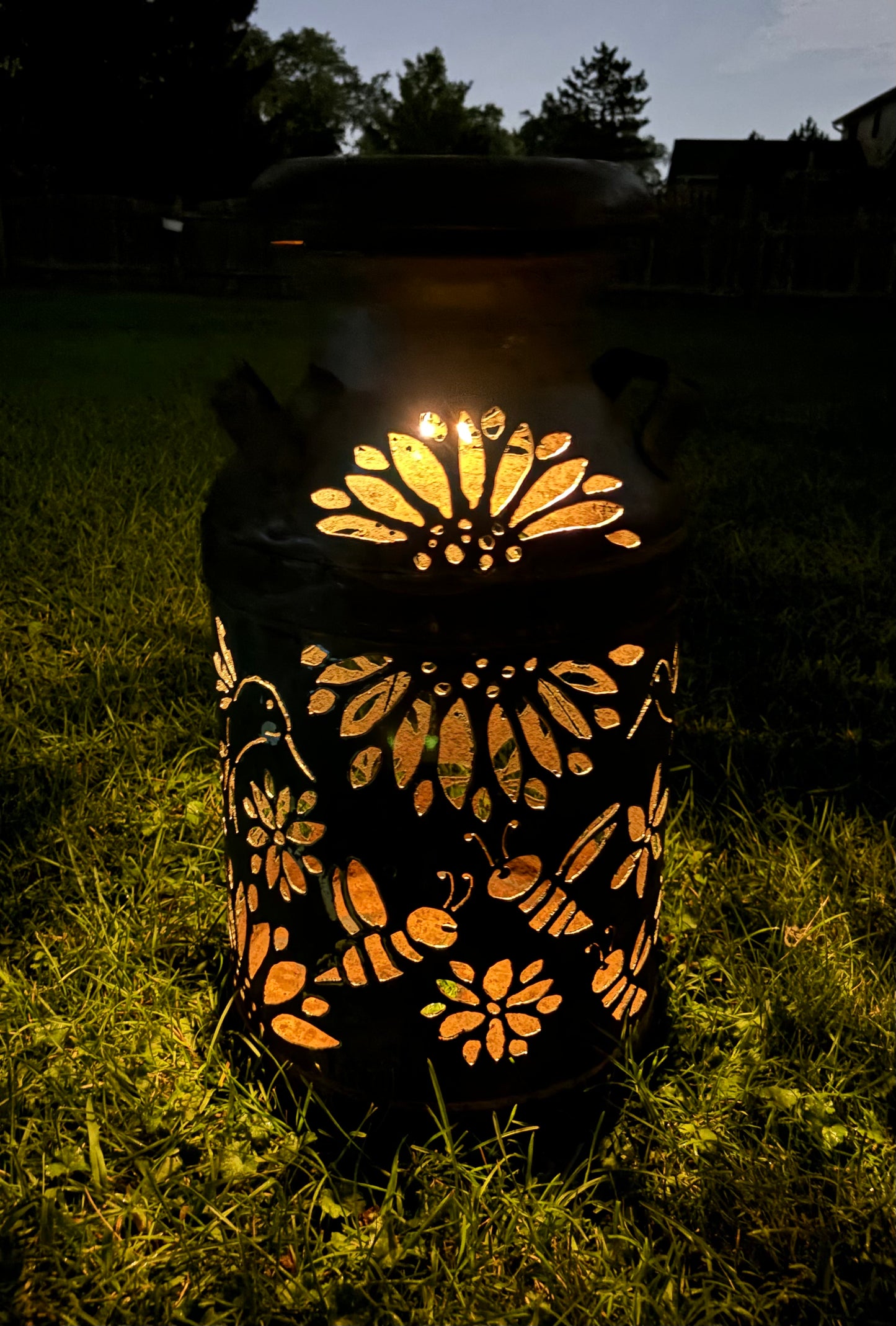 Vintage Milk Can - Dragonfly, Bee, Hummingbird Luminary