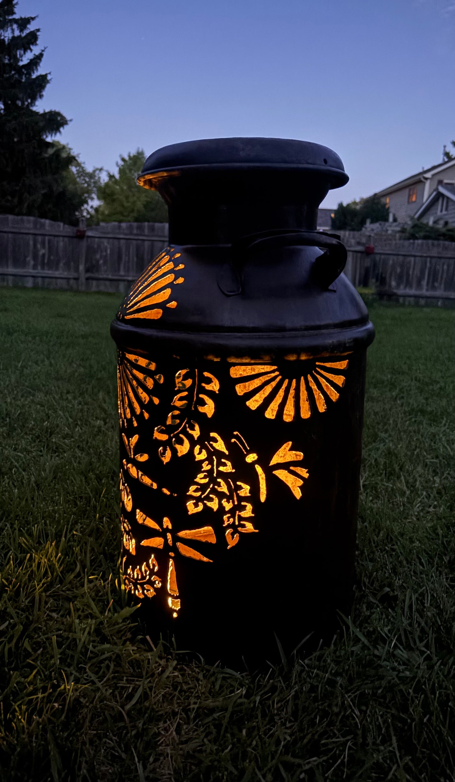 1937 Vintage Milk Can  - Dragonfly  Design