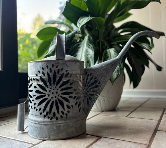 Vintage Watering Can Flower Luminary