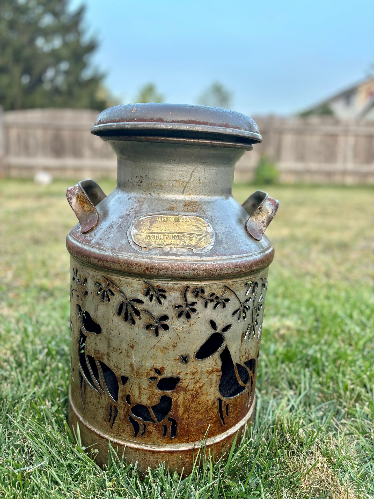 Deer Family Milk Can