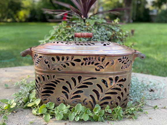 Antique Copper Boiler Luminary with Lid