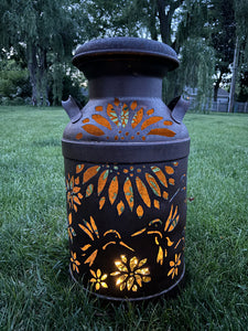 Hummingbird Milk Can Vintage Luminary