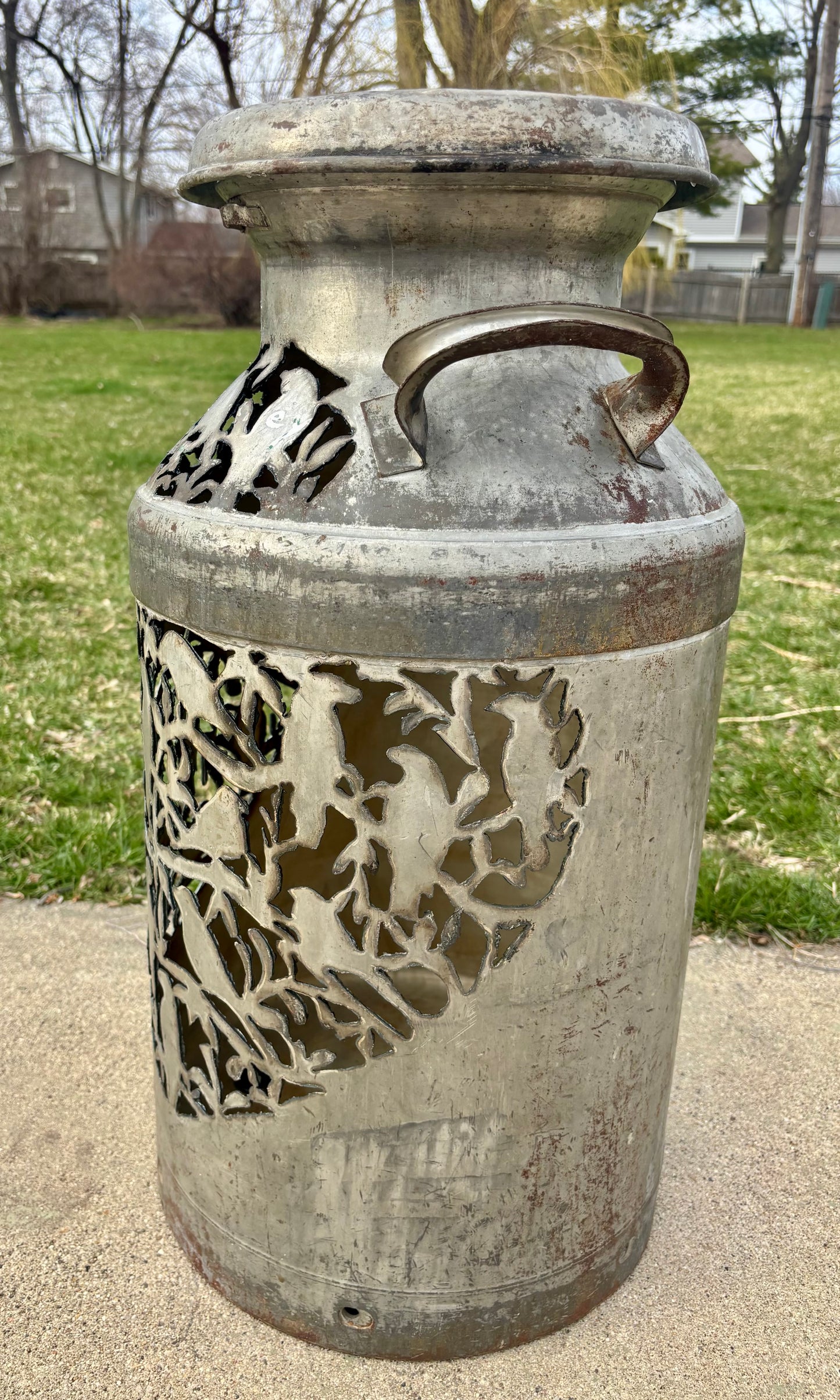 Antique Milk Can - Bird Design