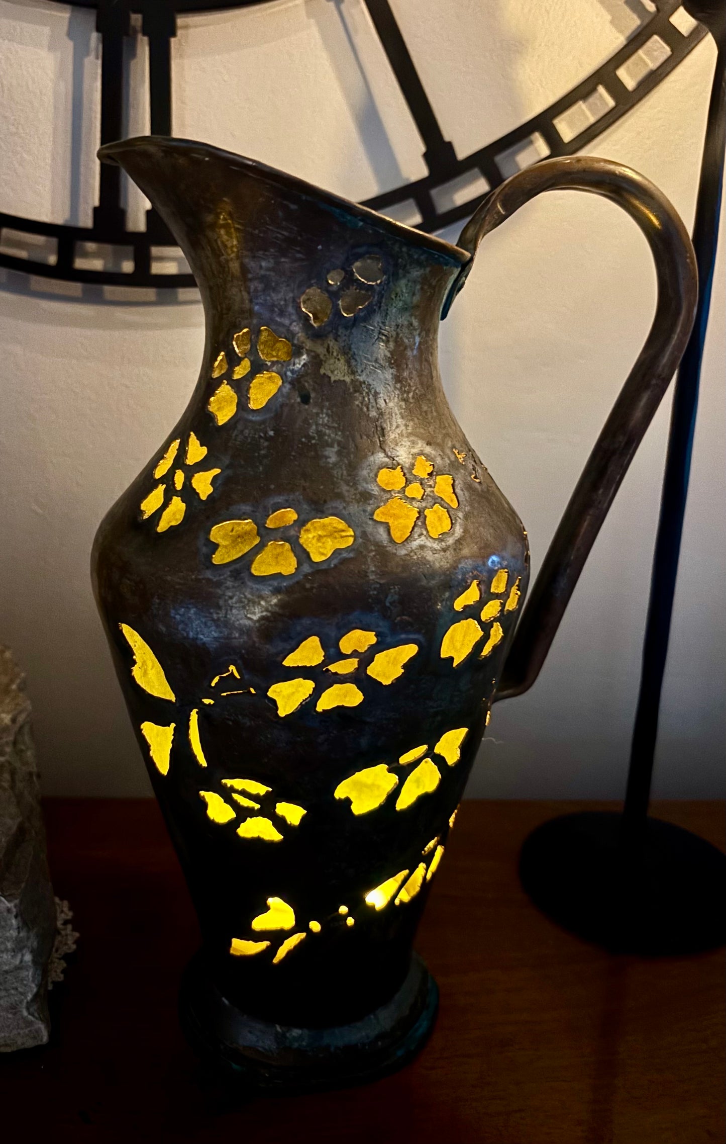 Handcrafted Copper Pitcher - Flower and Butterfly Design