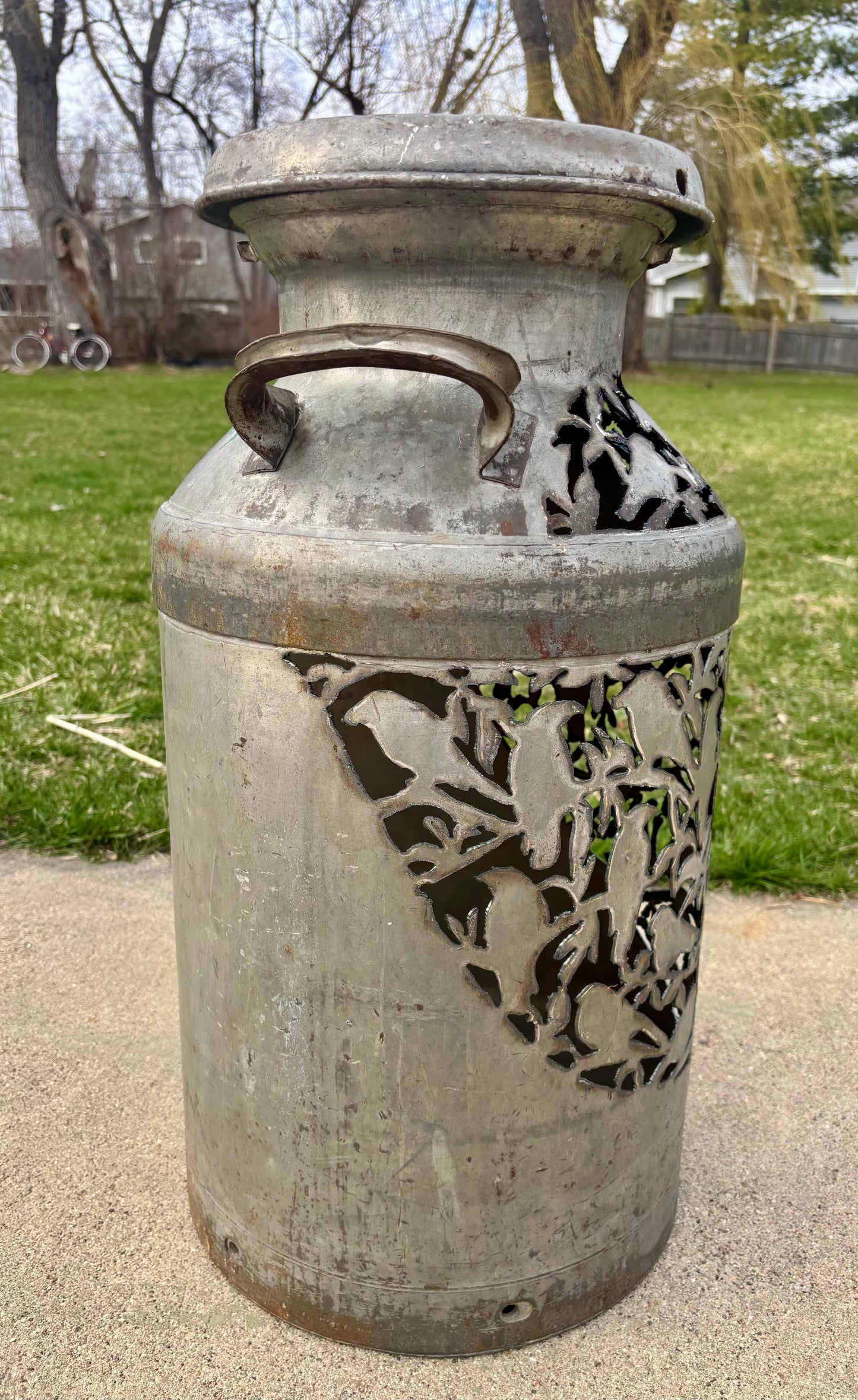 Antique Milk Can - Bird Design