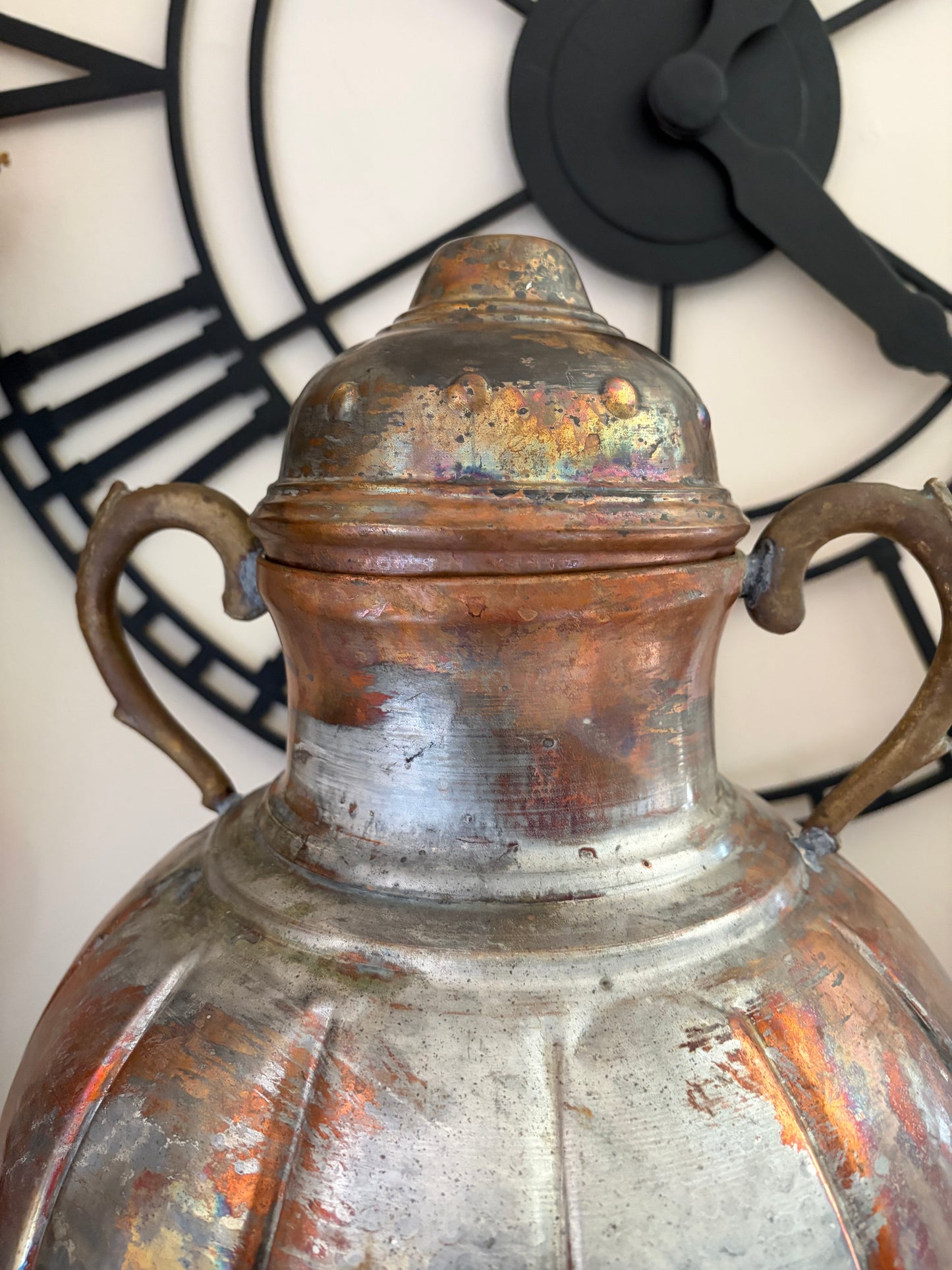 Handcrafted Flower and Butterfly Copper Pitcher