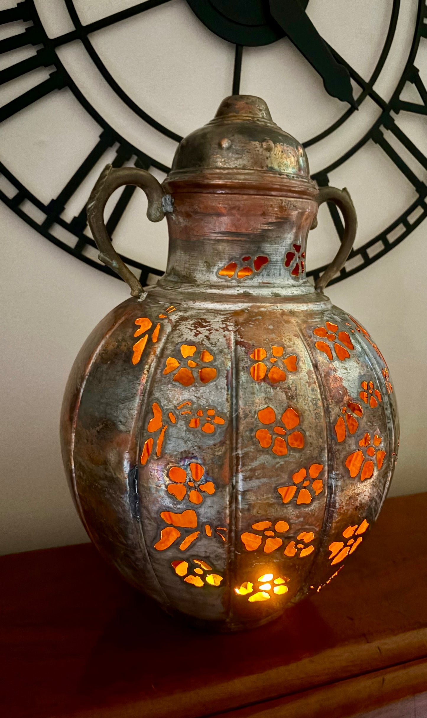 Handcrafted Flower and Butterfly Copper Pitcher