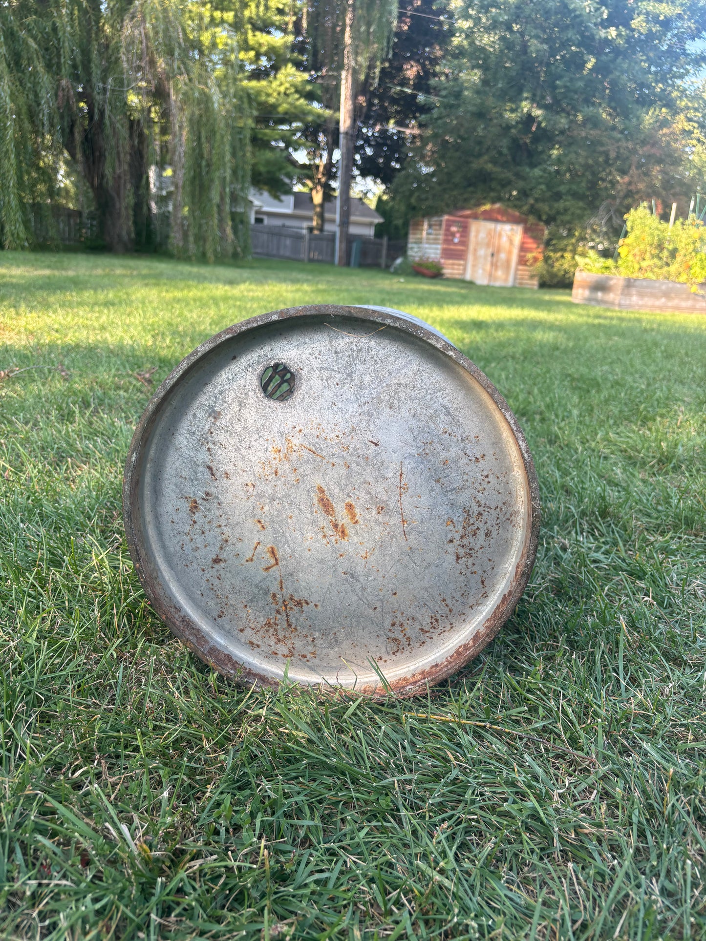 Vintage Milk Can  - Hummingbird and Flower Design