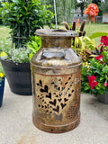 Vintage Heart Milk Can with Flower
