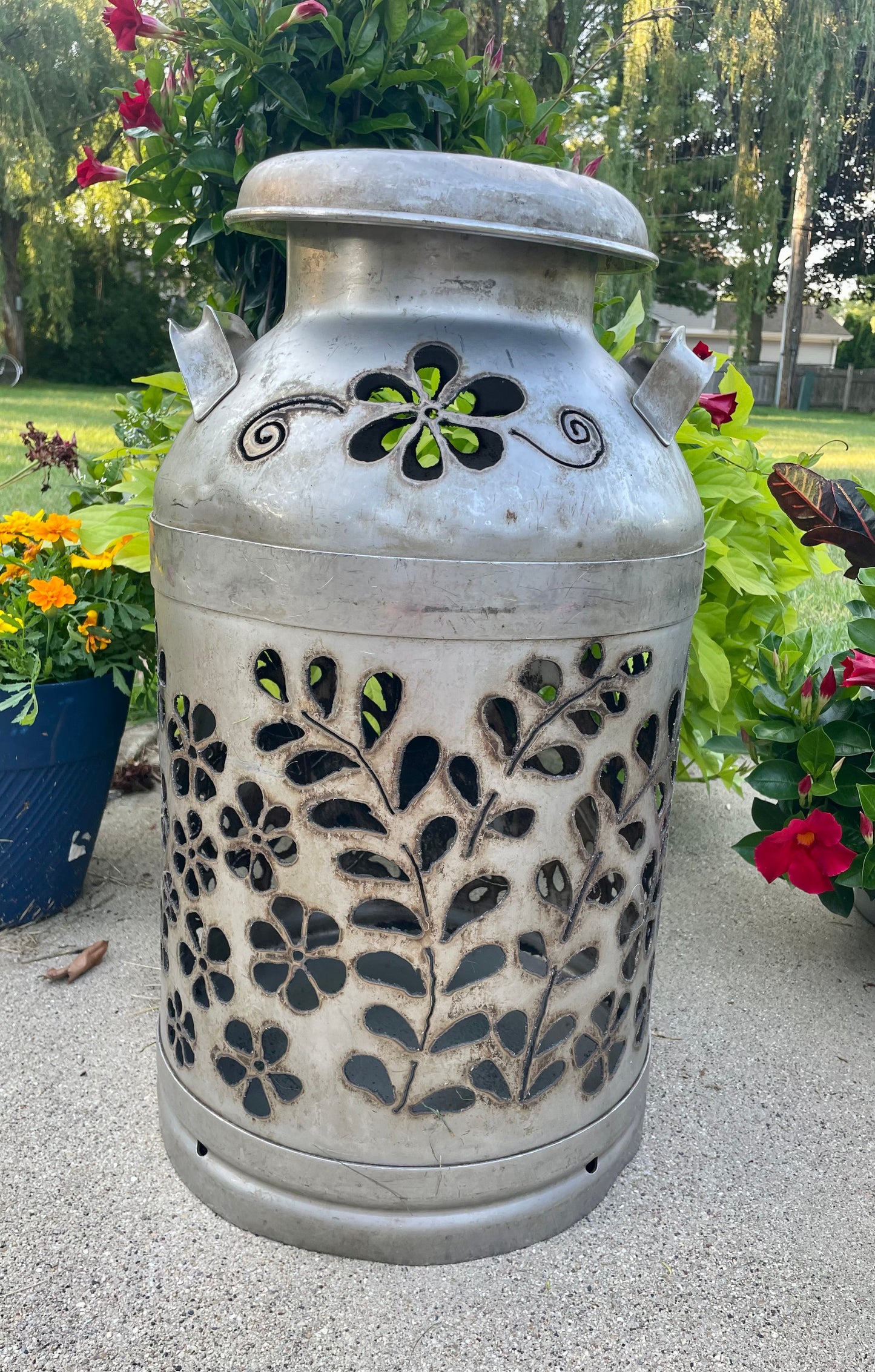 Vintage Milk Can Flower Luminary