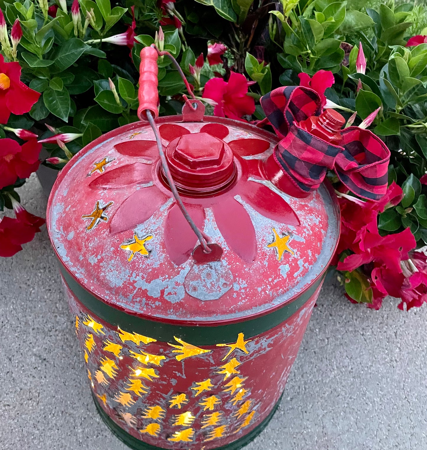 Large Christmas Tree Red Gas Can Luminary