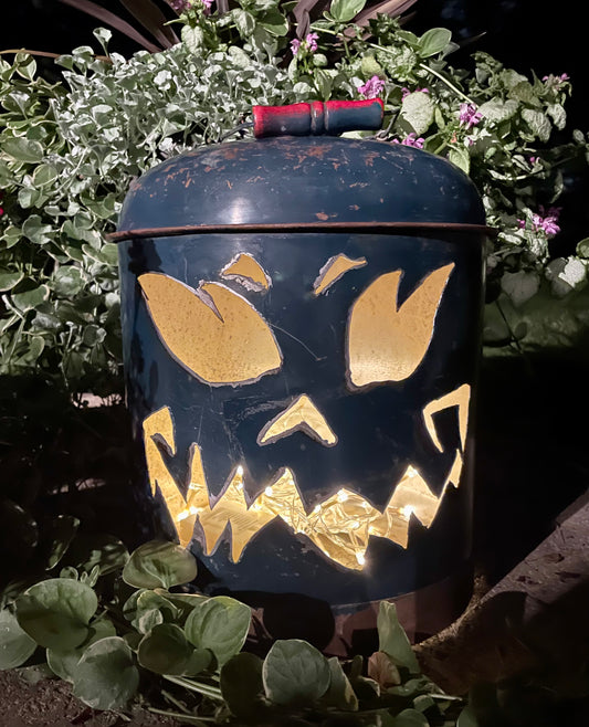 Spooky Antique Gas Can Jack-o-Lantern