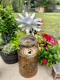 Vintage Heart Milk Can with Flower