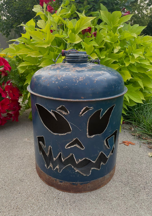 Spooky Antique Gas Can Jack-o-Lantern