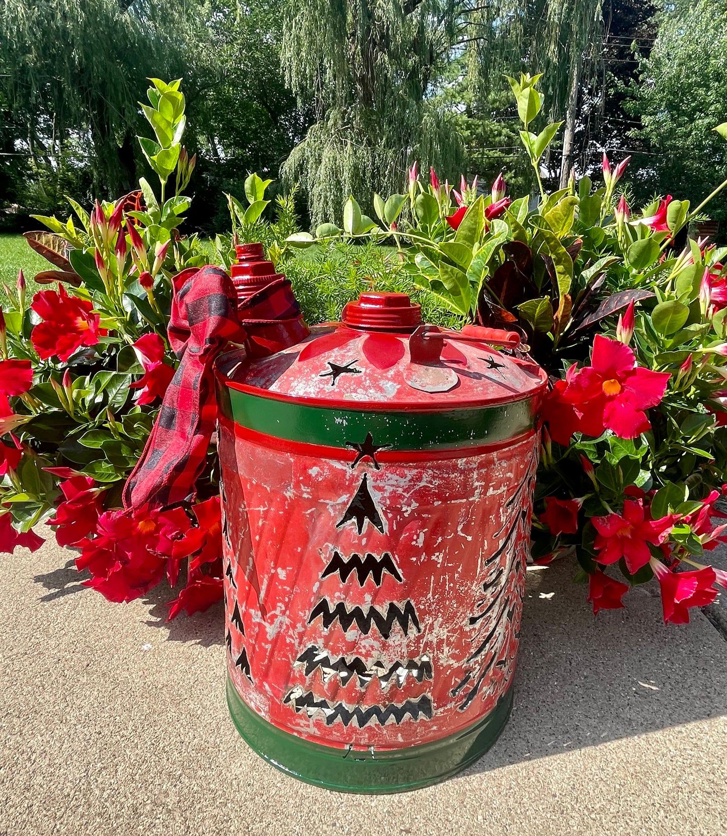 Large Christmas Tree Red Gas Can Luminary