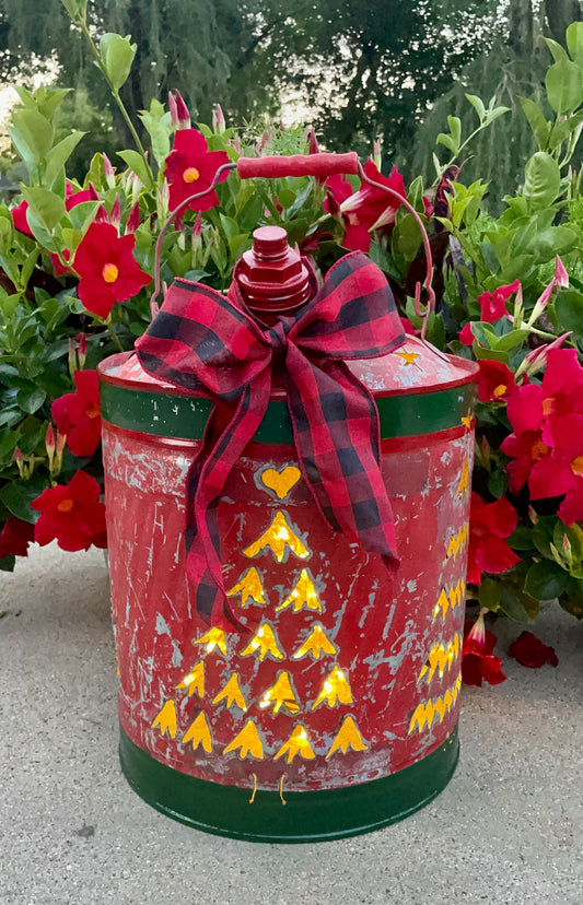 Large Christmas Tree Red Gas Can Luminary