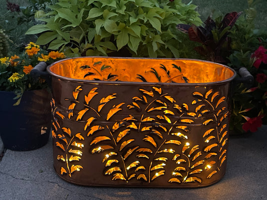 Vintage Copper Boiler Luminary - Hand cut willow branches