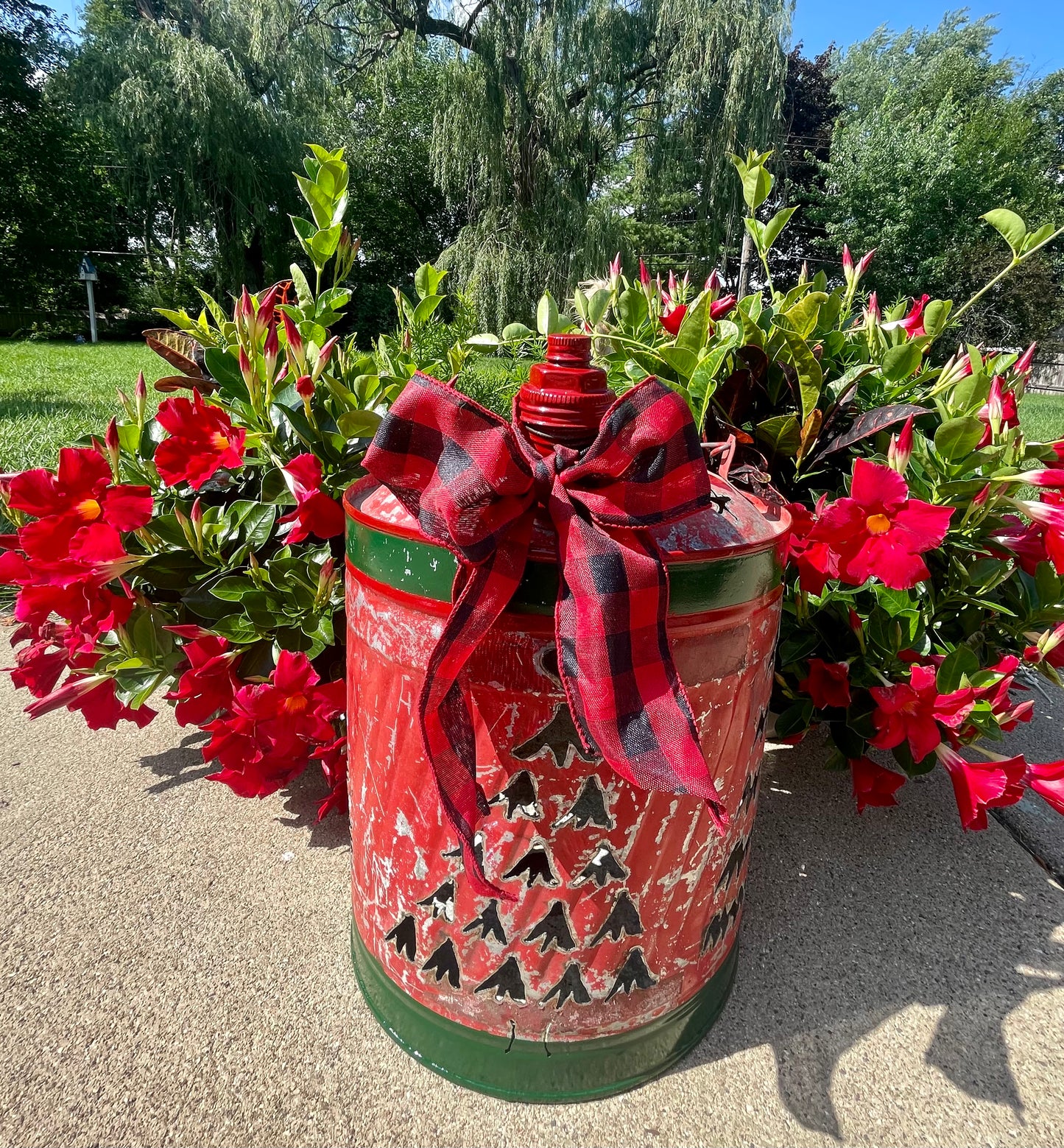 Large Christmas Tree Red Gas Can Luminary