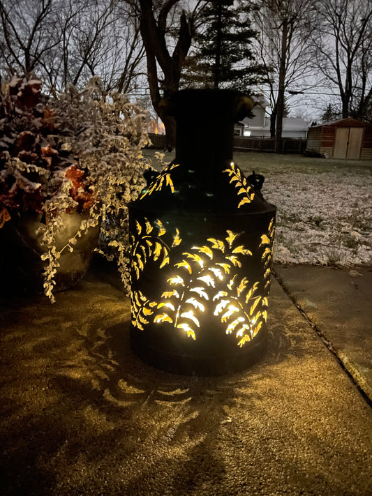 Vintage Hand-Cut Black Can Luminary