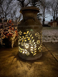 Vintage Milk Can Flower Luminary - Hand Cut