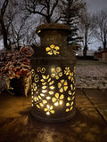 Vintage Milk Can Flower Luminary - Hand Cut