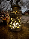Vintage Milk Can Flower Luminary - Hand Cut