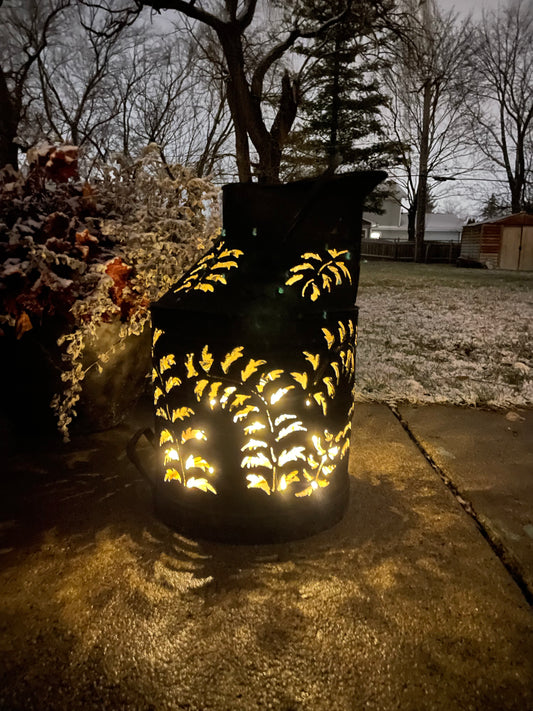 Vintage Hand-Cut Black Can Luminary