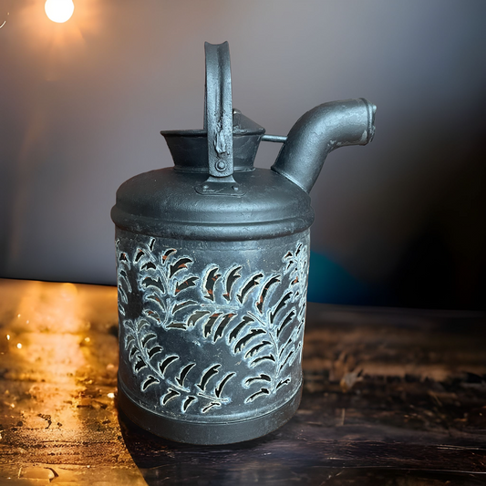 Antique Hand-Cut Oil Can Luminary