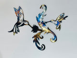 Hummingbirds, Flame Painted or Raw Steel