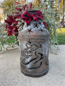 Vintage Santa and Reindeer Milk Jug
