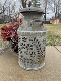 Vintage Milk Can Flower Luminary - Hand Cut