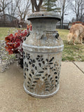 Vintage Milk Can Flower Luminary - Hand Cut