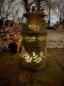 Vintage Milk Can Luminary - Hand Cut