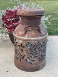 Antique Laverne Kray Milk Can Luminary - Hand Cut
